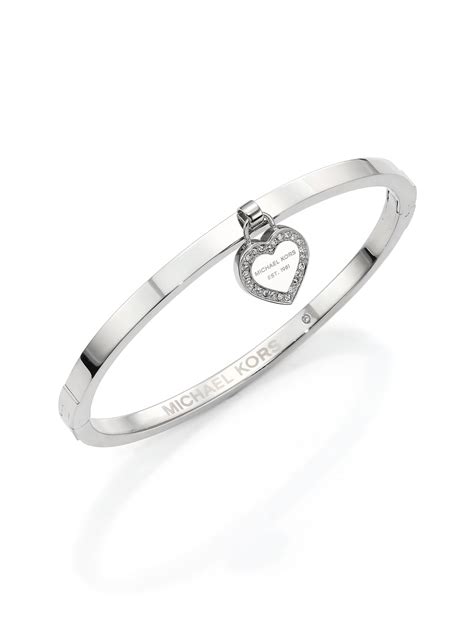 michael kors bracelet silver heart|Michael Kors bracelet with lock.